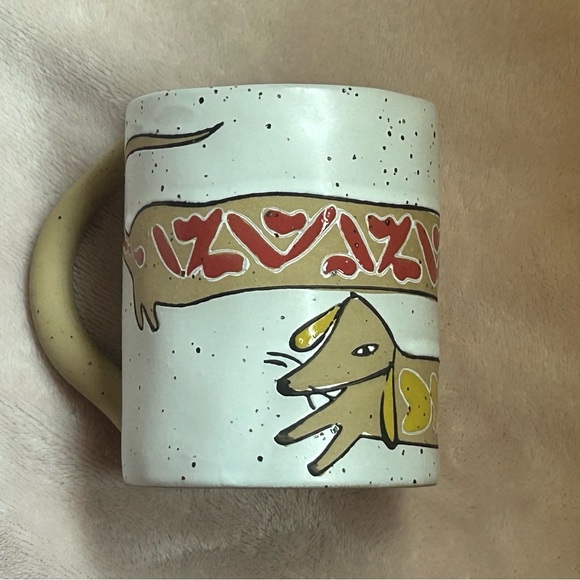 Anthropologie Kiki Dachshund Dog Mug Speckled Ceramic Tail Handle USED - Picture 2 of 3